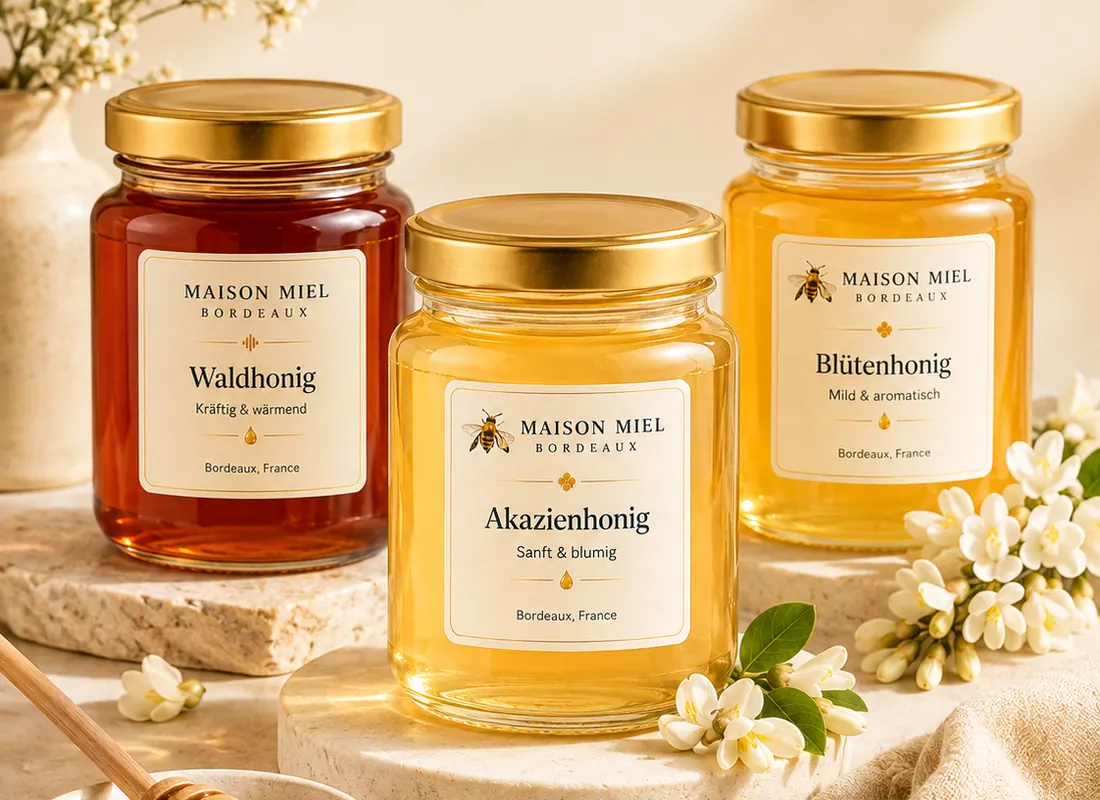 Maison Miel Honige in einer warmen Tischszene